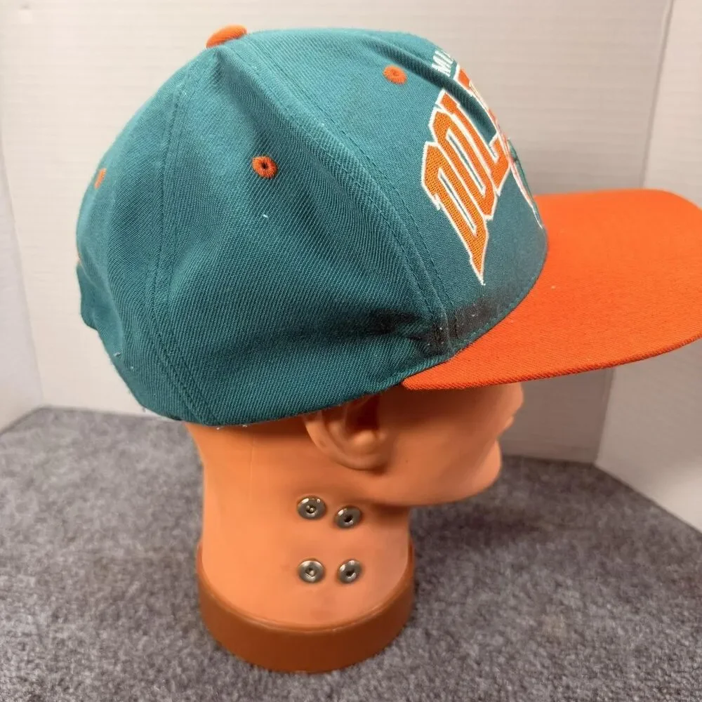 Vintage Miami Dolphins Hat Cap Snap Back One Size Green NFL Mitchell & Ness